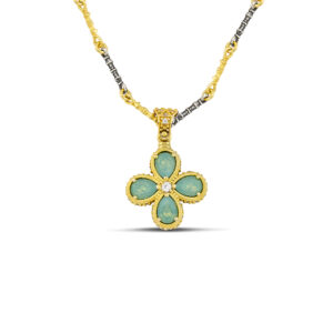 Φλοράλ Μενταγιόν με Pear Shaped Κρυσταλλα Swarovski και Ζιρκόν M155