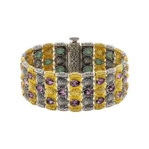 Ασημένιο Βραχιόλι δύο Όψεων με Swarovski Πέτρες