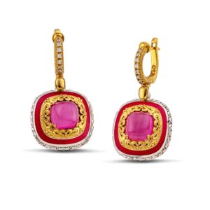 Ασημένια Σκουλαρίκια με Zwarovski και Σμάλτο