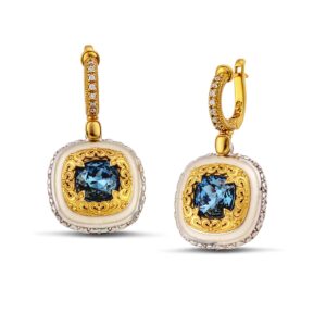Ασημένια Σκουλαρίκια με Zwarovski και Σμάλτο