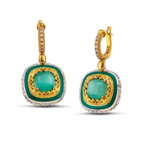 Ασημένια Σκουλαρίκια με Zwarovski και Σμάλτο