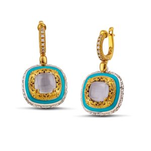Ασημένια Σκουλαρίκια με Zwarovski και Σμάλτο