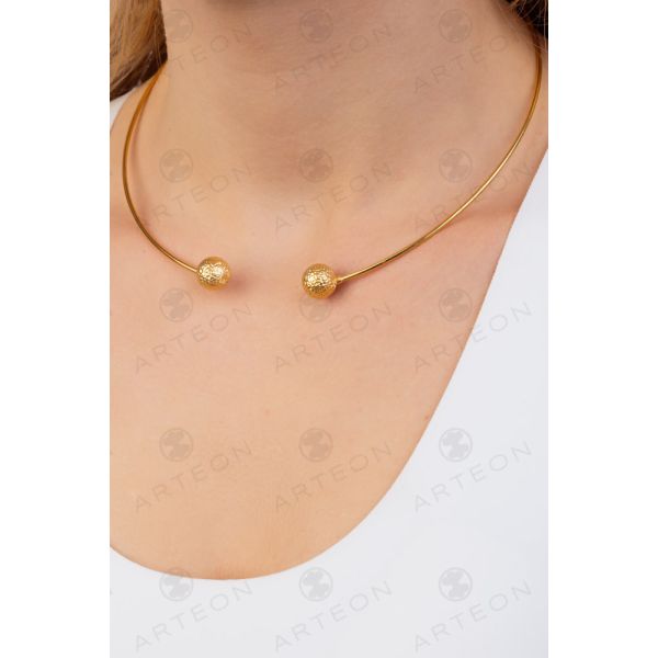 34140-300_1 Κολιέ choker από ασήμι 925° με σφυρήλατες μπίλιες